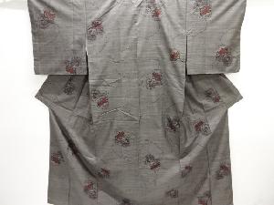 大特価品　未使用品　貝桶に草花模様織り出し本場泥大島紬着物(7マルキ)